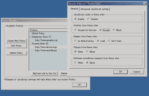 Policy Manager provides a manager dialog to edit security policies.